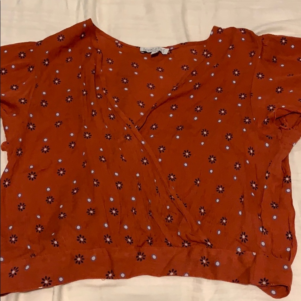 Rust color with flowers blouse